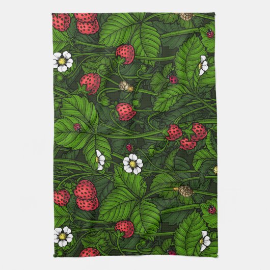 Wilde Erdbeeren Geschirrtuch (Vertikal)