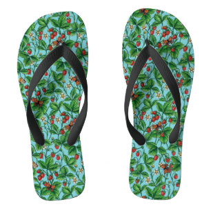 Wilde Erdbeeren in Poolblau Badesandalen