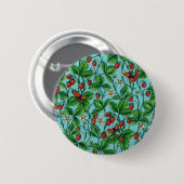 Wilde Erdbeeren in Poolblau Button (Vorne & Hinten)