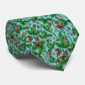 Wilde Erdbeeren in Poolblau Krawatte (Gerollt)