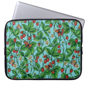 Wilde Erdbeeren in Poolblau Laptopschutzhülle