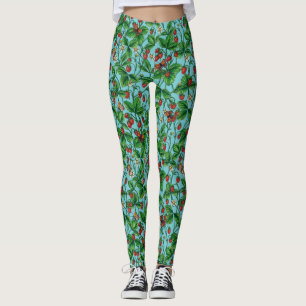 Wilde Erdbeeren in Poolblau Leggings