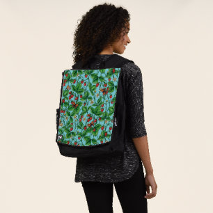 Wilde Erdbeeren in Poolblau Rucksack