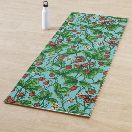 Wilde Erdbeeren in Poolblau Yogamatte (Beispiel)