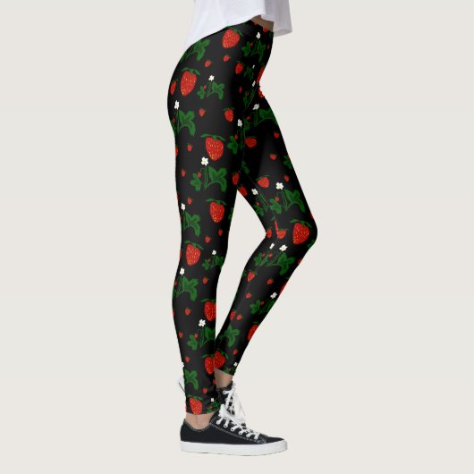 Wilde Erdbeeren Muster Leggings (Rechts)