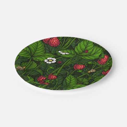 Wilde Erdbeeren Pappteller (Schrägansicht)