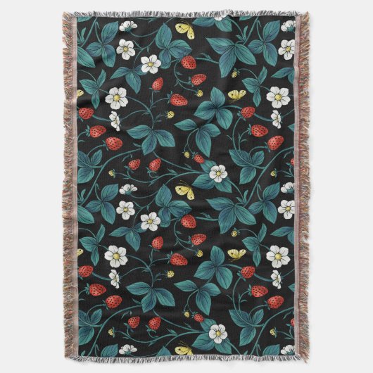 Wilde Erdbeeren rot/gelb/blau/schwarz Decke (Vorderseite Vertikal)