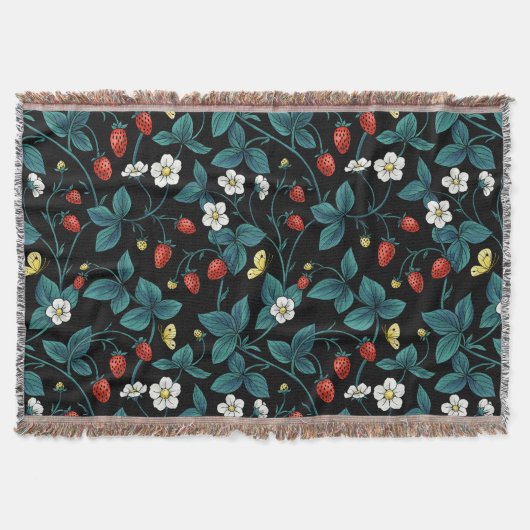 Wilde Erdbeeren rot/gelb/blau/schwarz Decke (Vorderseite)