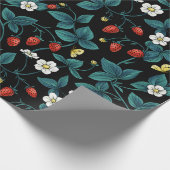 Wilde Erdbeeren rot/gelb/blau/schwarz Geschenkpapier (Ecke)