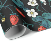 Wilde Erdbeeren rot/gelb/blau/schwarz Geschenkpapier (Rolleneckpunkt)