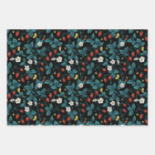 Wilde Erdbeeren rot/gelb/blau/schwarz Geschenkpapier Set (Vorderseite 2)