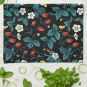 Wilde Erdbeeren rot/gelb/blau/schwarz Geschirrtuch (Gefaltet)