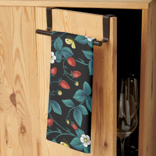 Wilde Erdbeeren rot/gelb/blau/schwarz Geschirrtuch