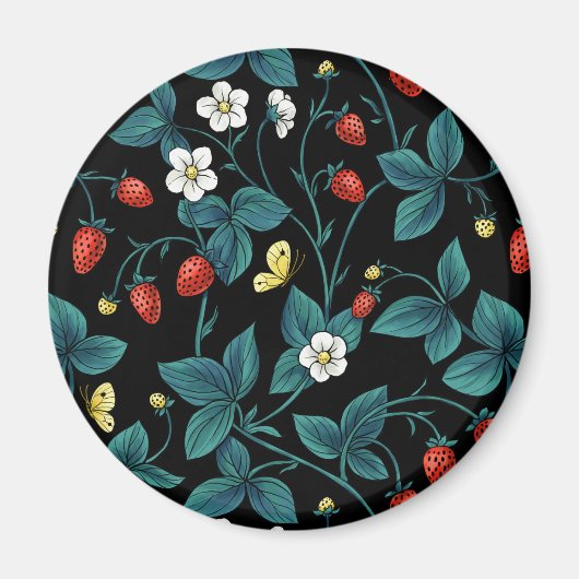 Wilde Erdbeeren rot/gelb/blau/schwarz Magnet (Vorne)