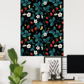 Wilde Erdbeeren rot/gelb/blau/schwarz Poster (Heimbüro)