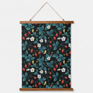 Wilde Erdbeeren rot/gelb/blau/schwarz Wandteppich Mit Holzrahmen