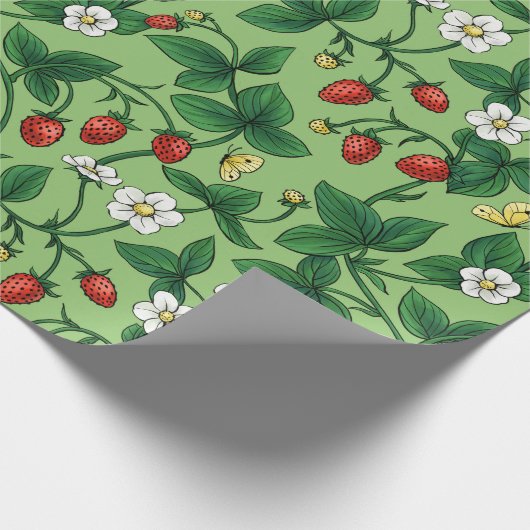 Wilde Erdbeeren rot/gelb/grün/ Geschenkpapier (Ecke)