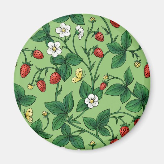 Wilde Erdbeeren rot/gelb/grün/ Magnet (Vorne)