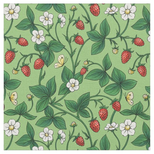 Wilde Erdbeeren rot/gelb/grün/ Stoff (Nahaufnahme)