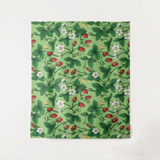 Wilde Erdbeeren rot/gelb/grün/ Wandteppich (Vorderseite)