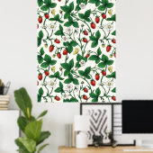 Wilde Erdbeeren rot/gelb/grün/weißlich Poster (Heimbüro)