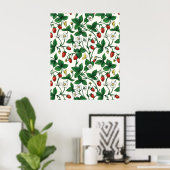 Wilde Erdbeeren rot/gelb/grün/weißlich Poster (Heimbüro)