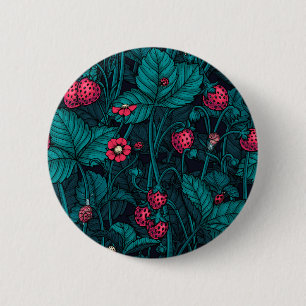 Wilde Erdbeeren, rot und blau Button