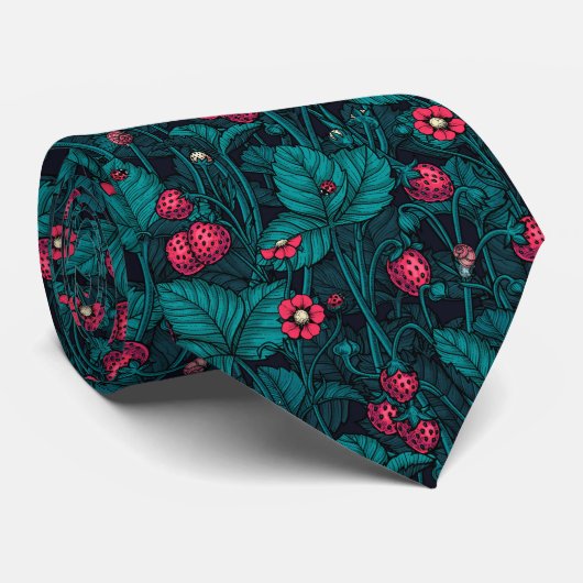 Wilde Erdbeeren, rot und blau Krawatte (Gerollt)