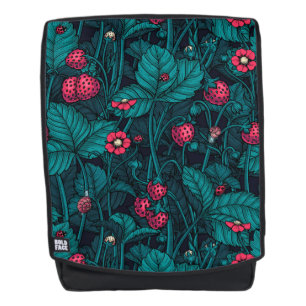 Wilde Erdbeeren, rot und blau Rucksack