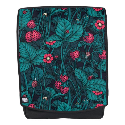 Wilde Erdbeeren, rot und blau Rucksack (Vorderseite)