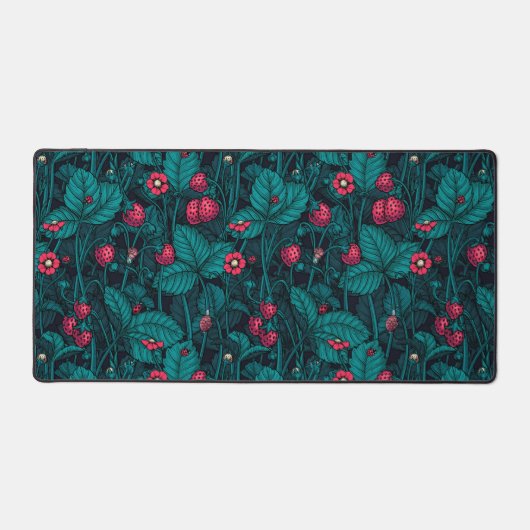 Wilde Erdbeeren, rot und blau Schreibtischunterlage (Vorderseite)