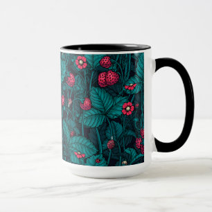 Wilde Erdbeeren, rot und blau Tasse