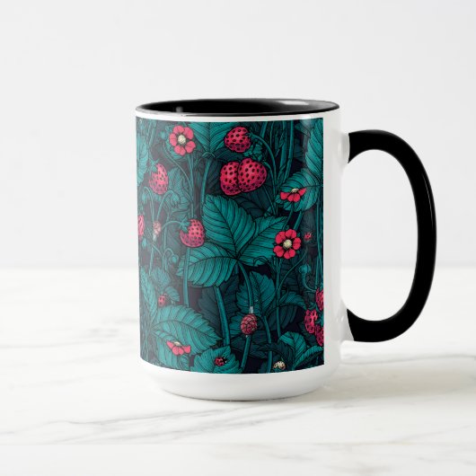 Wilde Erdbeeren, rot und blau Tasse (Rechts)