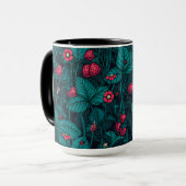 Wilde Erdbeeren, rot und blau Tasse (Vorderseite Links)