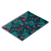 Wilde Erdbeeren, rotes und blaues Notebook Notizblock (Linke Seite)