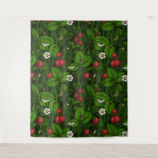 Wilde Erdbeeren Wandteppich (Vorderseite)