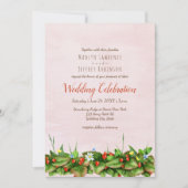 Wilde Erdbeeren Wiesen Blume erröten Hochzeit Einladung (Vorderseite)