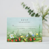 Wilde Erdbeeren Wildblumen Wiesenblau Himmel UAWG RSVP Karte (Stehend Vorderseite)