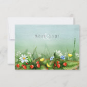 Wilde Erdbeeren Wildblumen Wiesenblau Himmel UAWG RSVP Karte (Rückseite)