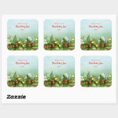 Wilde Erdbeerfelder, hausgemachte Marmelade konser Quadratischer Aufkleber (Blatt)