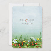 Wilde Erdbeerwiese Wildblumen rustikale Hochzeit Einladung (Rückseite)