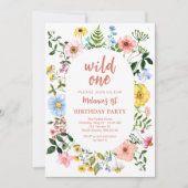 Wilde erste Geburtstagseinladung mit Wildblumen (Vorderseite)