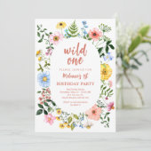 Wilde erste Geburtstagseinladung mit Wildblumen (Stehend Vorderseite)