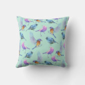 Wilde exotische Vögel farbenfrohe Wasserfarben Mus Kissen (Rückseite)