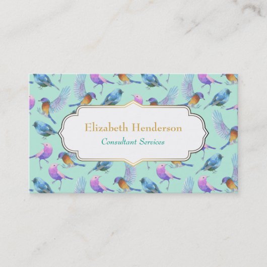 Wilde exotische Vögel farbenfrohe Wasserfarben Mus Visitenkarte (Vorderseite)