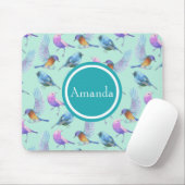 Wilde exotische Vögel Wasserfarben Muster Personal Mousepad (Mit Mouse)