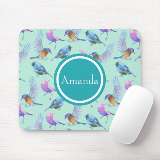 Wilde exotische Vögel Wasserfarben Muster Personal Mousepad (Mit Mouse)