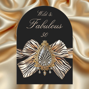 Wilde Fabelhafte 50 Geburtstag Zebra Schleife Gold Einladung