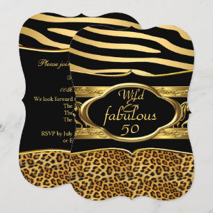 Wilde Fabelhafte Zebra Leopard Schwarz Gold Geburt Einladung