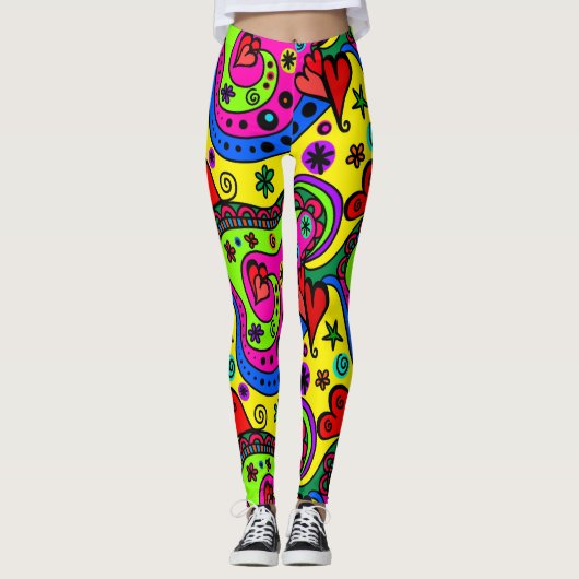 Wilde Farben der Doodle Leggings (Vorderseite)